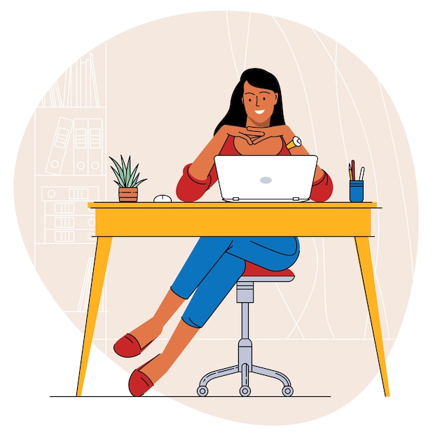 Woman sitting at the office table