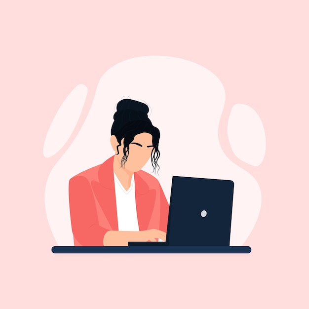 Woman with a laptop working freelancer