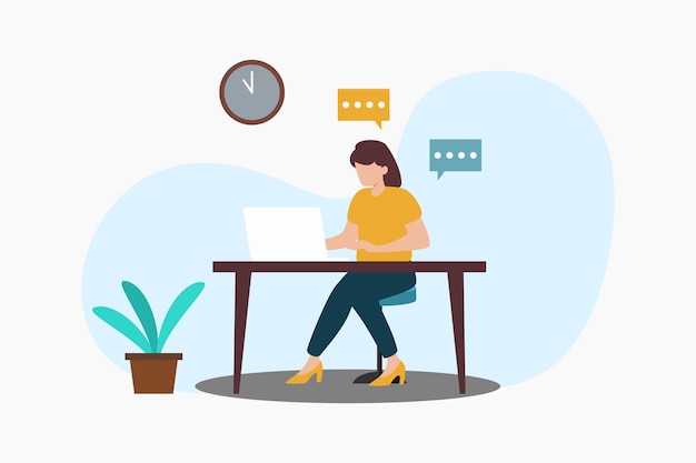 woman working on her laptop
