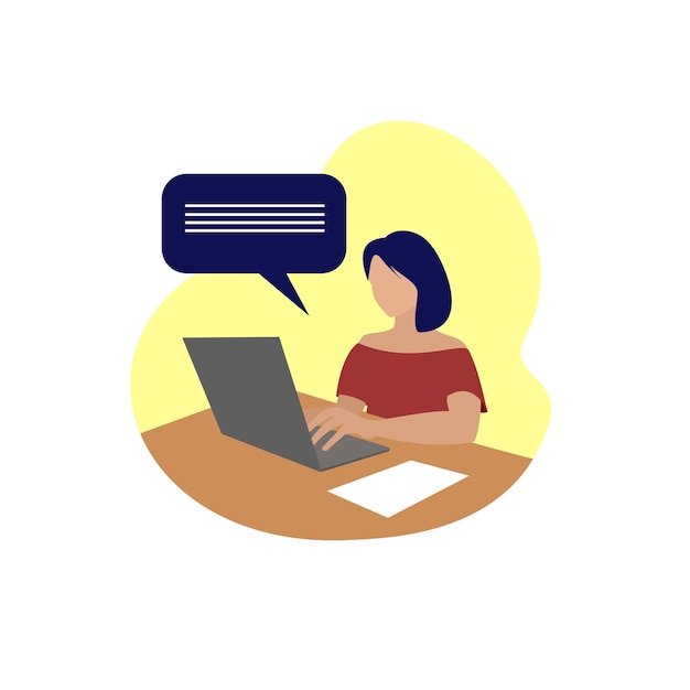 Women working on computer flat illustration
