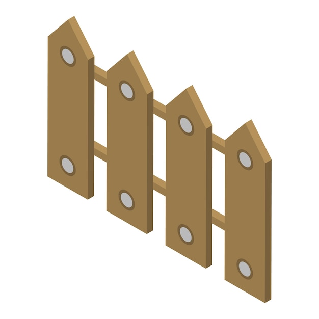 Wood farm fence icon Isometric of wood farm fence vector icon for web design isolated on white background