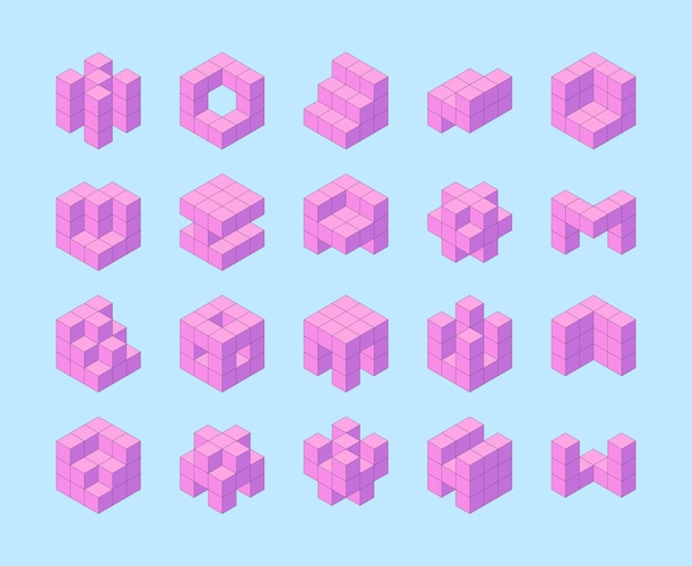 Wooden blocks Game cubes kids toys geometrical square forms garish vector templates for logo designs