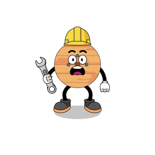 wooden cable drum character illustration with 404 error