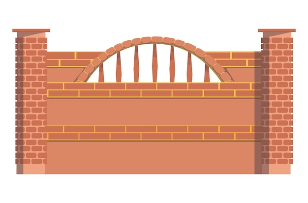 Wooden protect gates with metal plating protective timber entrance gateway fence flat vector