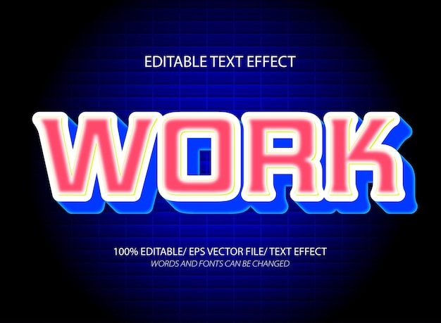 Work 3d editable text effect template