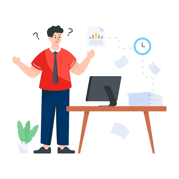 Work pressure in flat editable illustration design