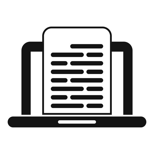 working remote reading article icon simple vector laptop screen