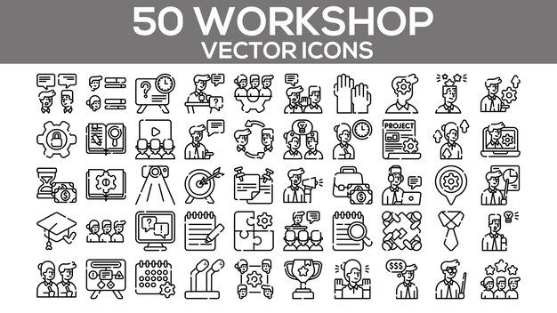 Workshop Vector Icons Professional Tools DIY Equipment Set Editable