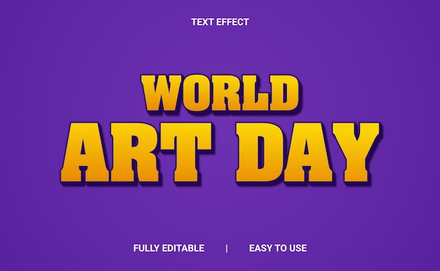 world art day 3d text effect fully editable