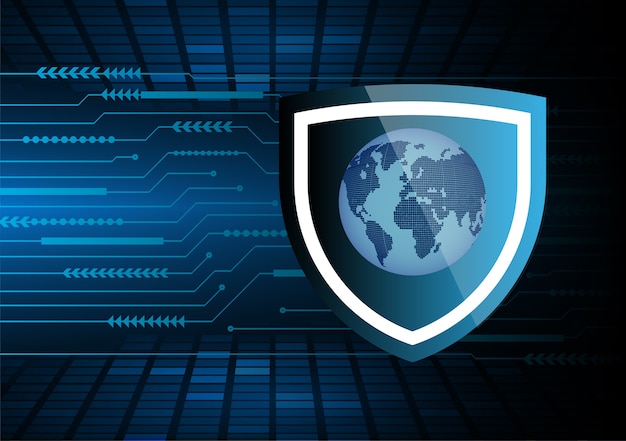 world binary circuit board future technology, blue hud cyber security concept background