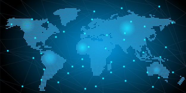 world map connection  futuristic modern website background or cover page vector for technology