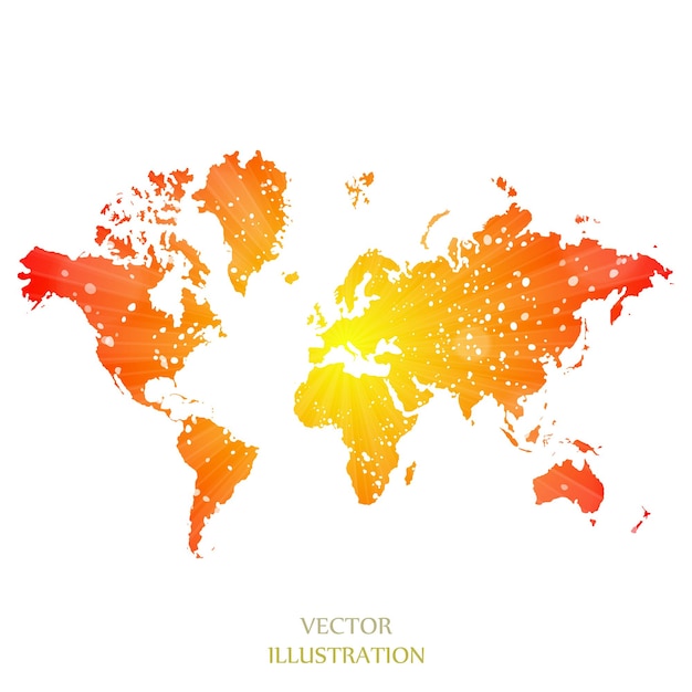 world map political map of the world on a bright colorful background globe sun rays bright yellow
