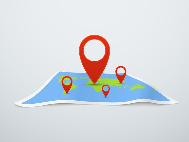 World map with pin illustration