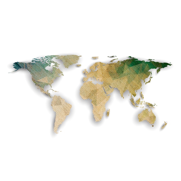 World map with shadow
