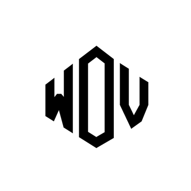WOV letter logo design with polygon shape WOV polygon and cube shape logo design WOV hexagon vector logo template white and black colors WOV monogram business and real estate logo