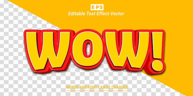 wow comic 3d editable text effect vector with background