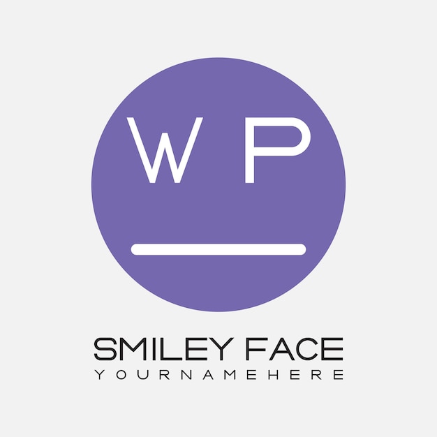 WP initial monogram for Smiley face logo with circle style design
