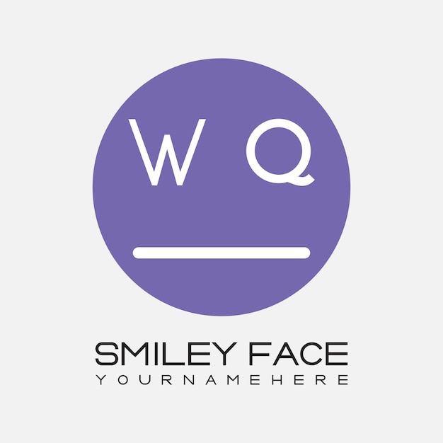 WQ initial monogram for Smiley face logo with circle style design