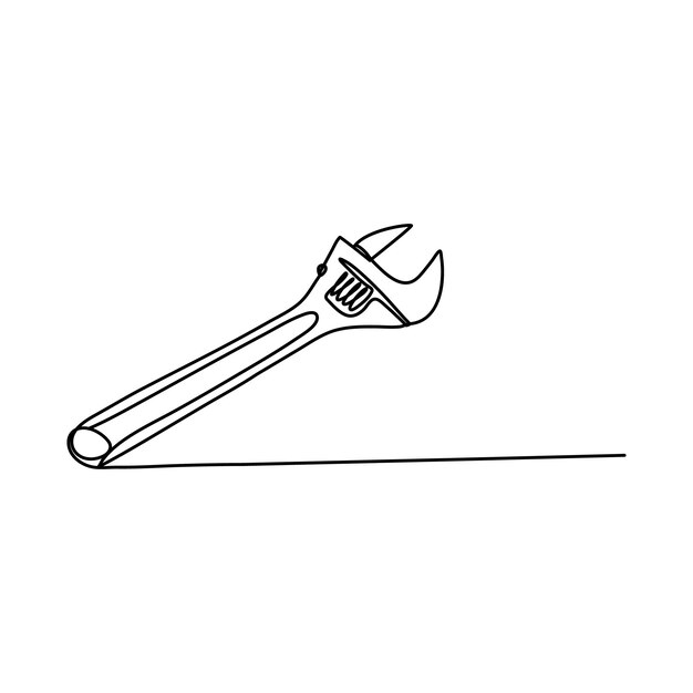 wrench hand drawn continuous one line drawing of international labour day out line vector art