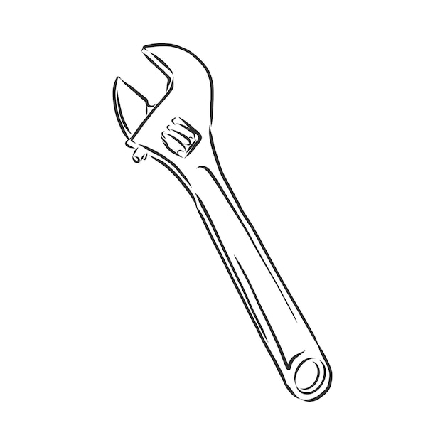 wrench vector sketch illustration wrench hand drawn