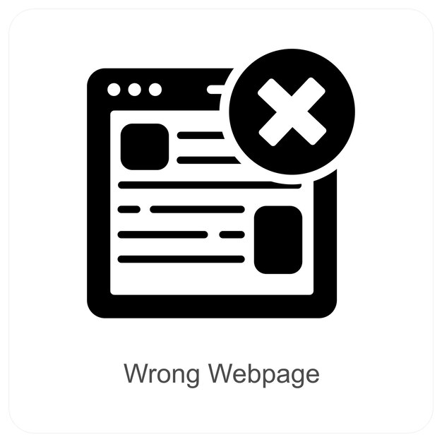 Wrong Webpage and document icon concept
