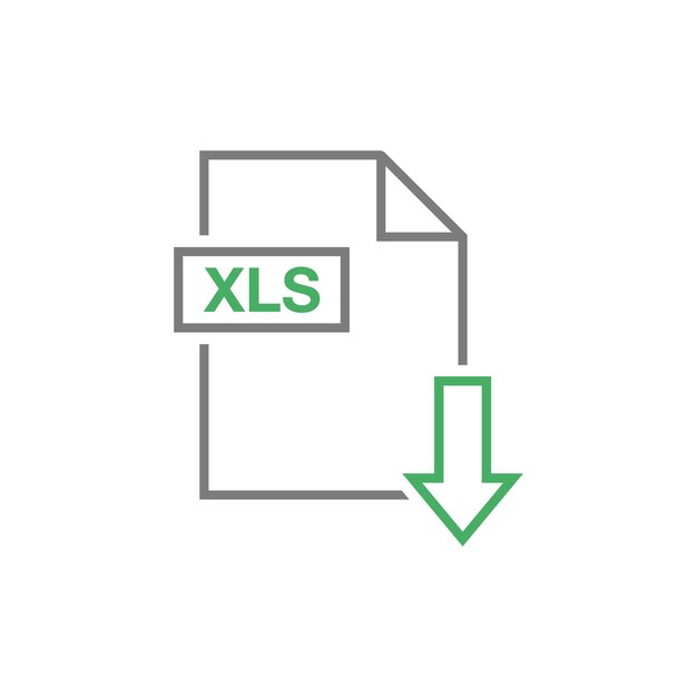 XLS Document Download Icon Vector Template
