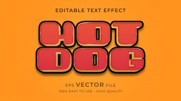 Ý tưởng hiệu ứng văn bản có thể chỉnh sửa theo phong cách retro bánh mì kẹp xúc xích