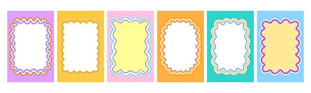 y2k color scallop wavy retro groovy frames