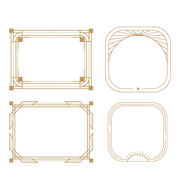 Y2K minimalist aesthetic line elements set Abstract modern linear shape design with stars