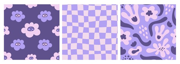 Y2k purple abstract seamless patterns collection