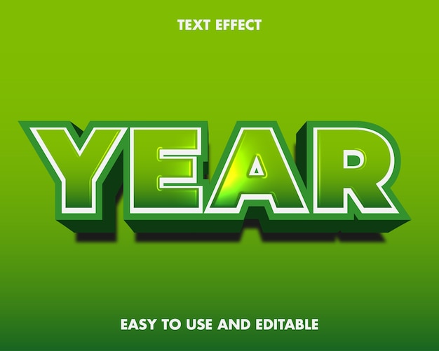 Year Text Effect. Editable font style.