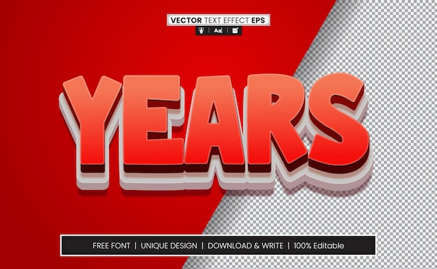 Years 3D Text Effect Fully Editable