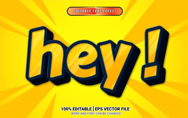 Yellow 3d fun cartoon text effect editable template design