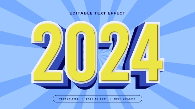 yellow and blue 2024 3d editable text effect font style