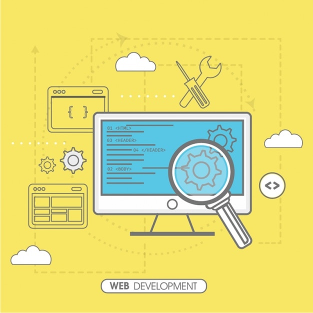 Yellow background of web development