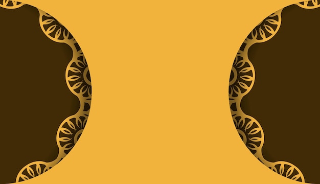 Yellow background with abstract brown ornament and logo space