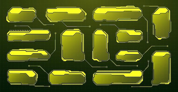 yellow futuristic hud ui elements scifi user interface text boxes callouts warning message frames