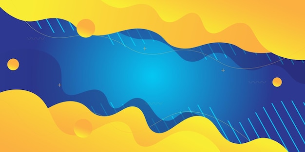 Yellow geometric wave business banner design Colorful creative banner design with wave shapes