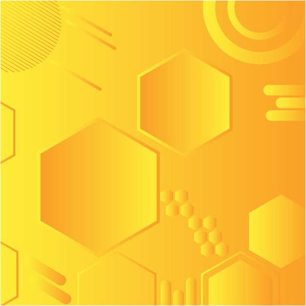 Yellow Honey Hexagon round shape geometric Abstract Background