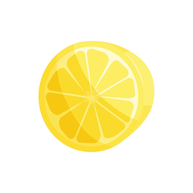 Yellow lemon slice icon in cartoon style isolated on white background