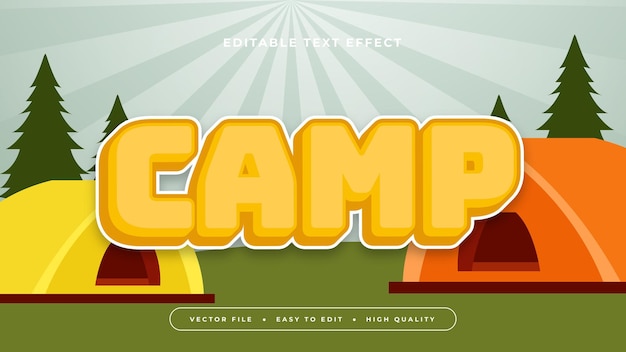 yellow orange and green camp 3d editable text effect font style