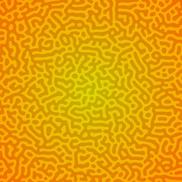 Yellow Turing reaction gradient background. Abstract diffusion pattern with chaotic shapes. Vector illustration.