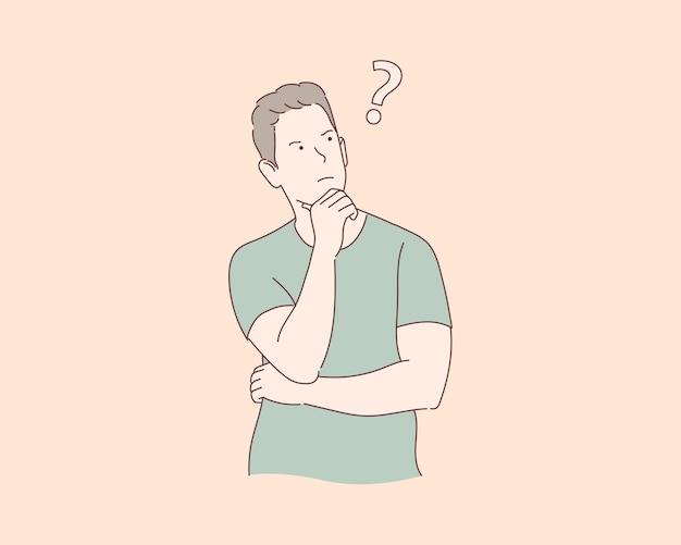 Young man think about things