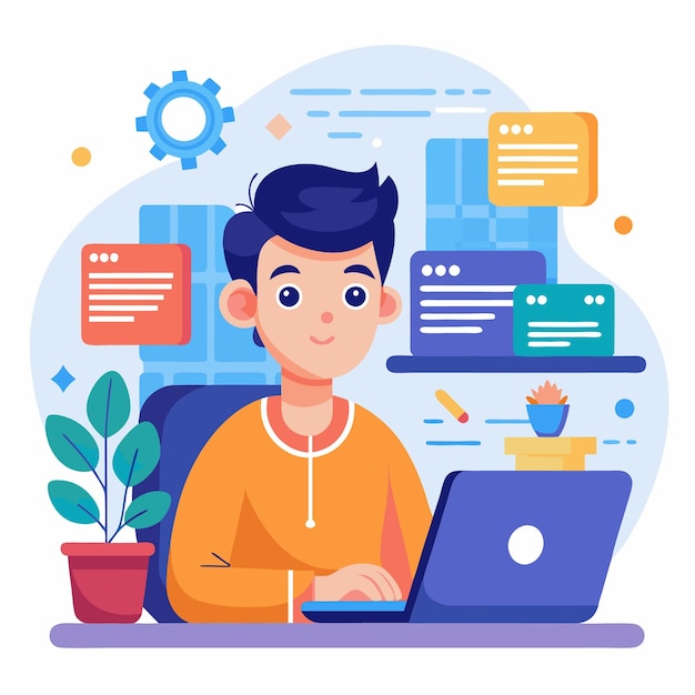 young programmer coding on computer developing future technology