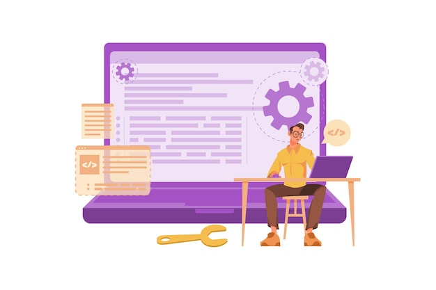 young programmer concentrated on a working project