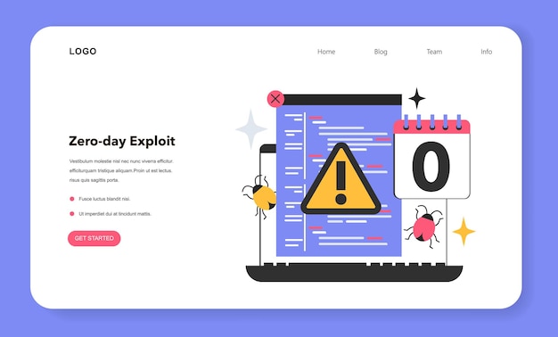 Zeroday exploit web banner or landing page Computersoftware