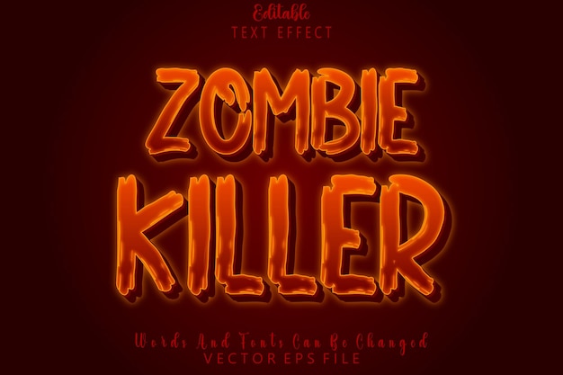 Zombie Killer Editable Text Effect Emboss Cartoon Style