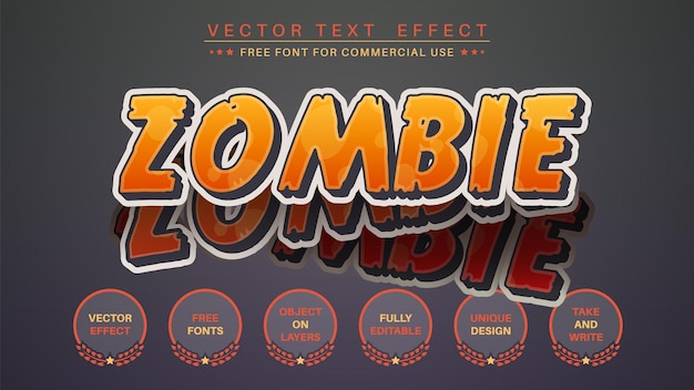 zombie sticker  edit text effect editable font style