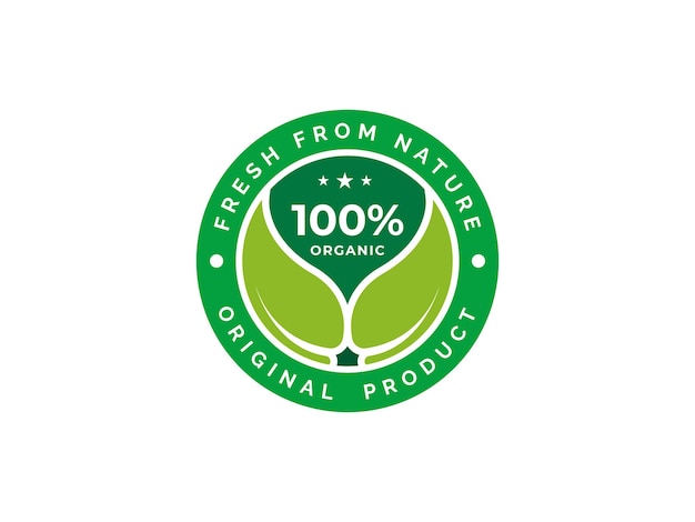 100 por ciento orgánico fresco de la naturaleza concepto de sello de etiqueta