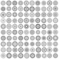 Vector gratuito 100 círculos negros de mandala del vector